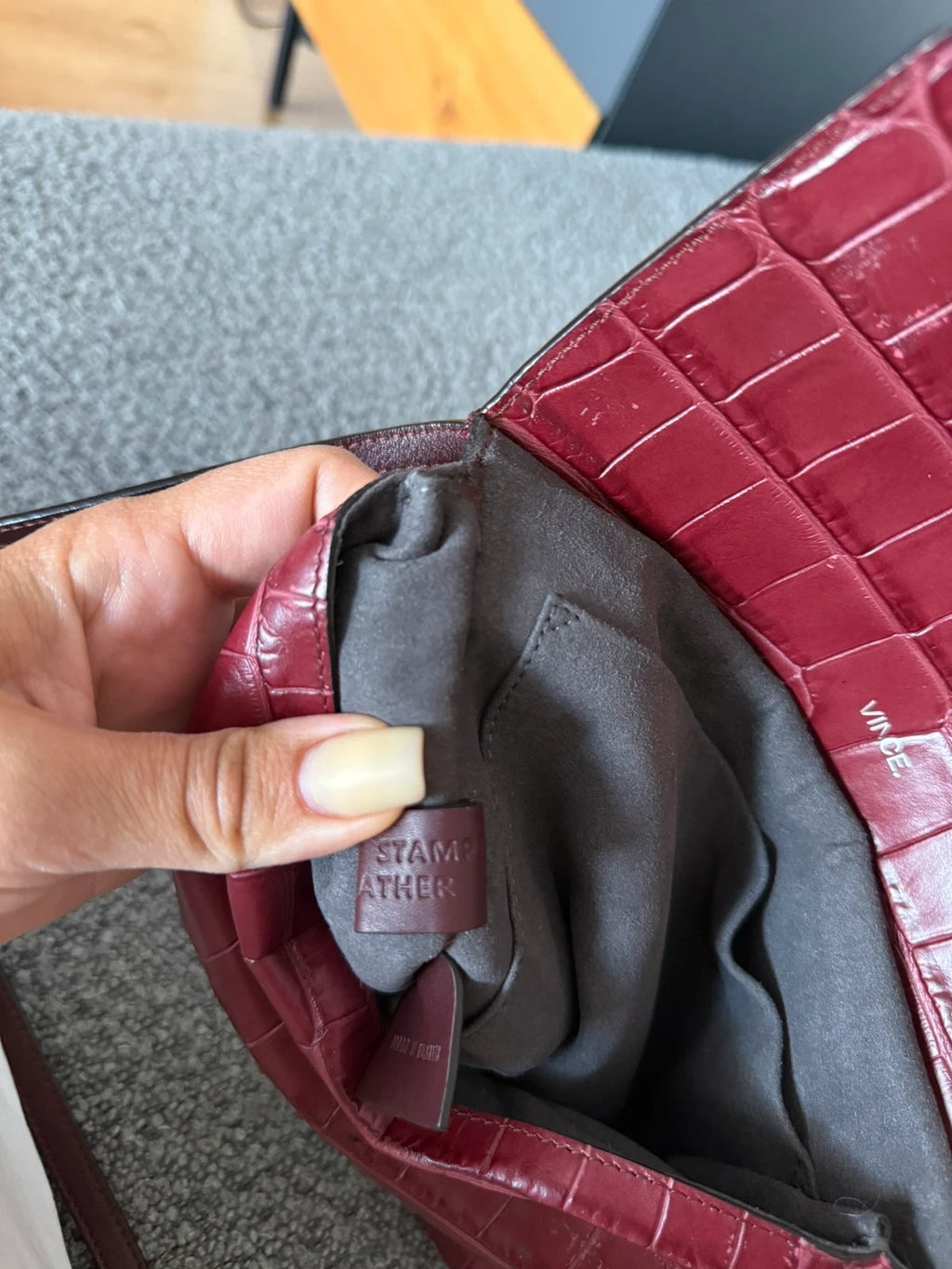 Vince burgundy croco leather crossbody bag - view 13