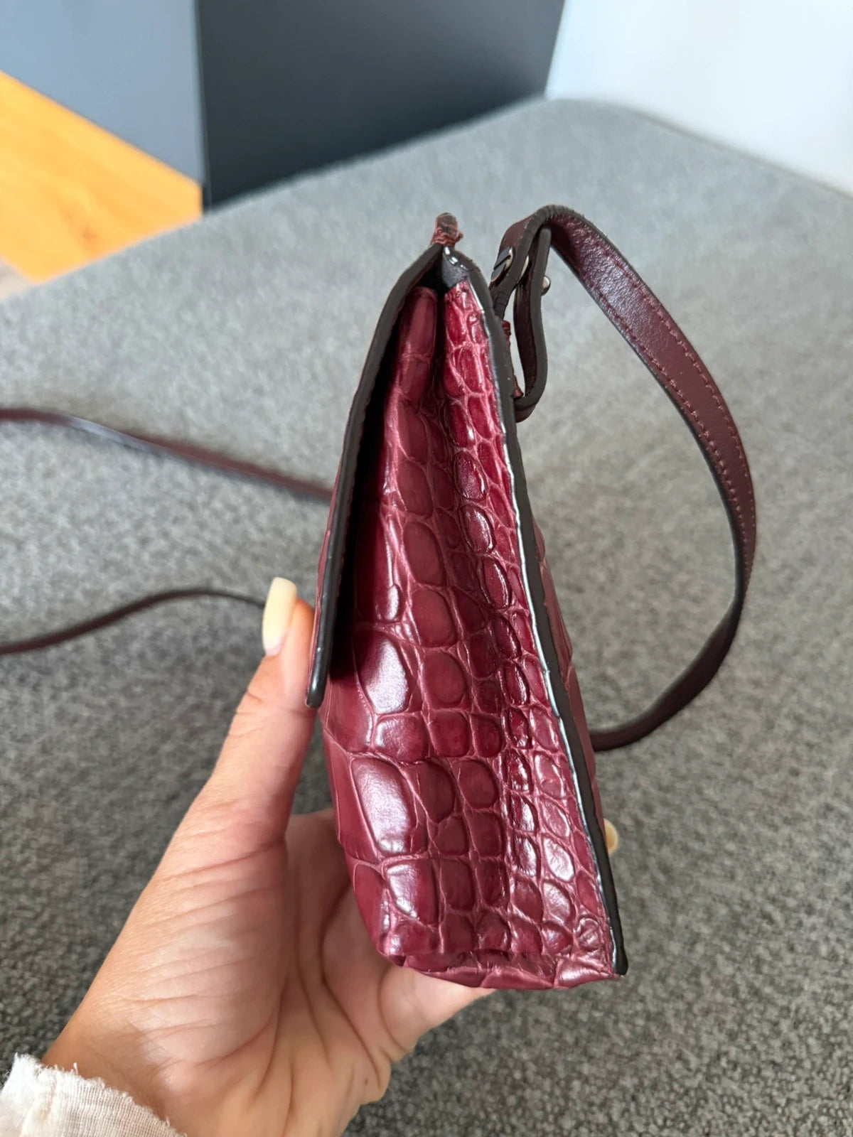 Vince burgundy croco leather crossbody bag - view 6