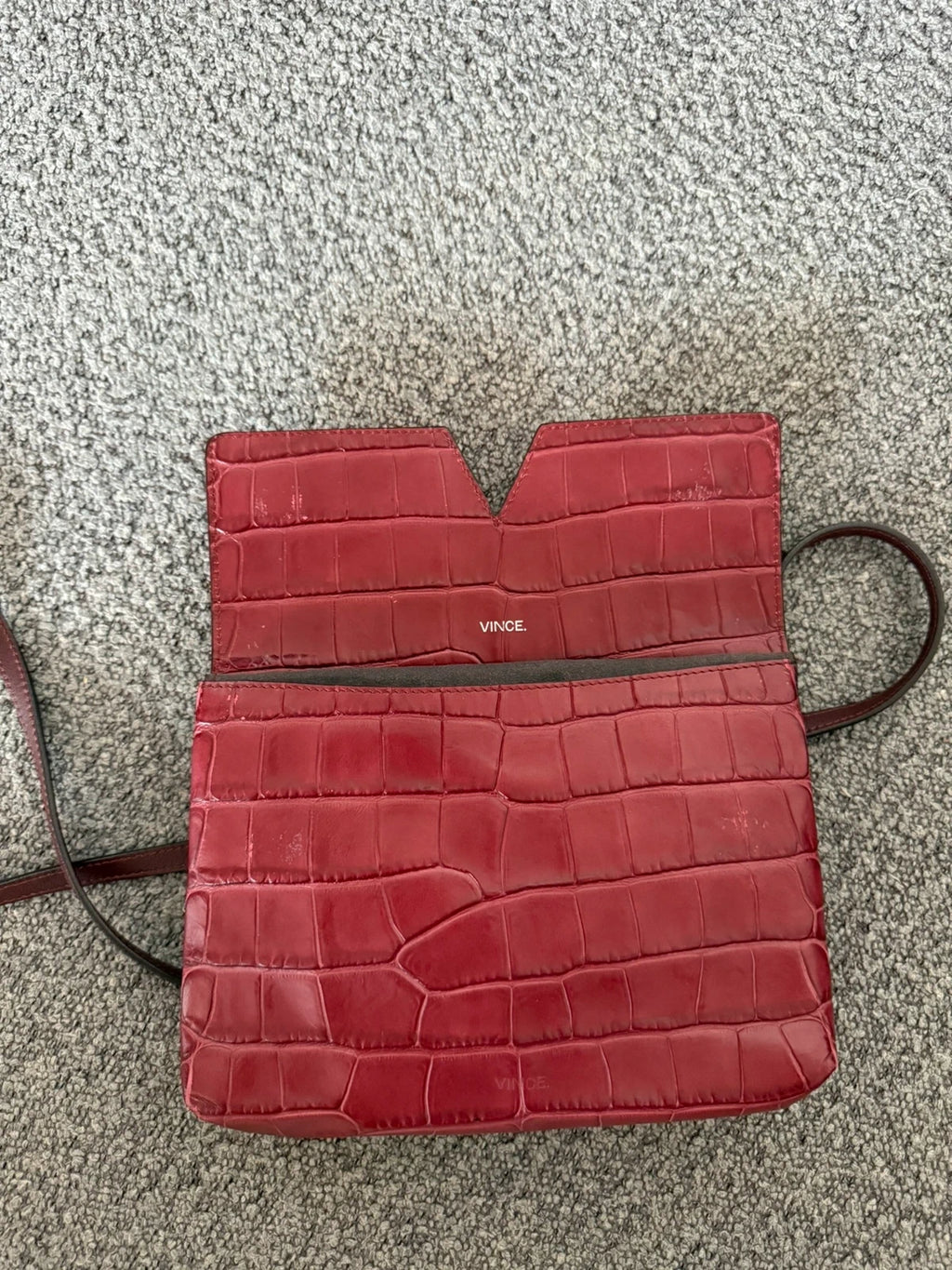 Vince burgundy croco leather crossbody bag - view 8