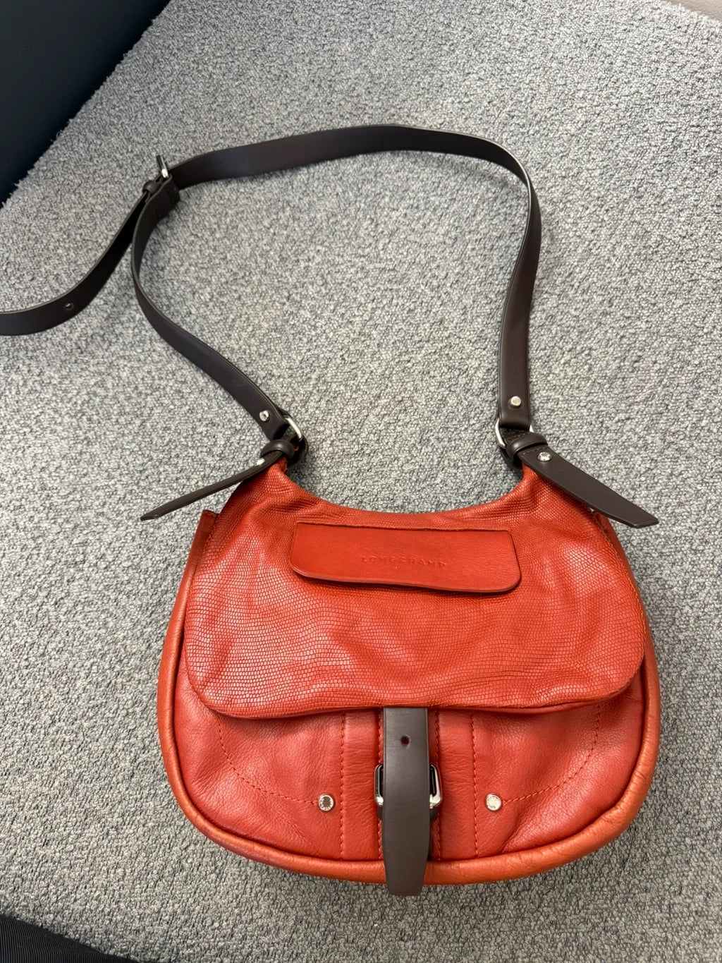 Longchamp balzane terracotta leather crossbody bag