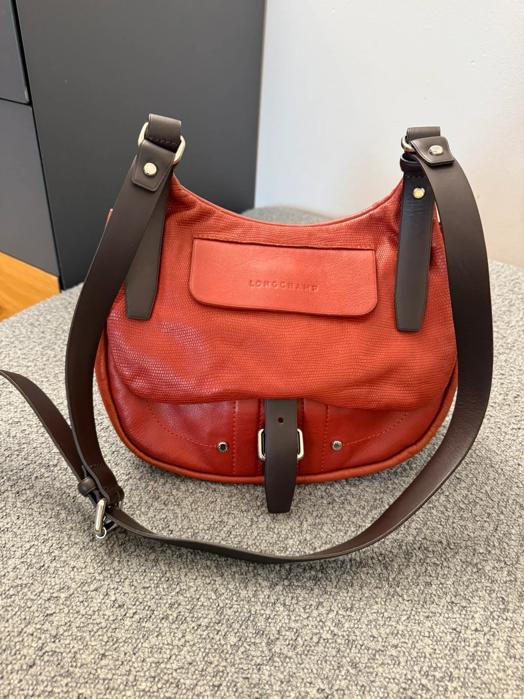 Longchamp balzane terracotta leather crossbody bag - view 2