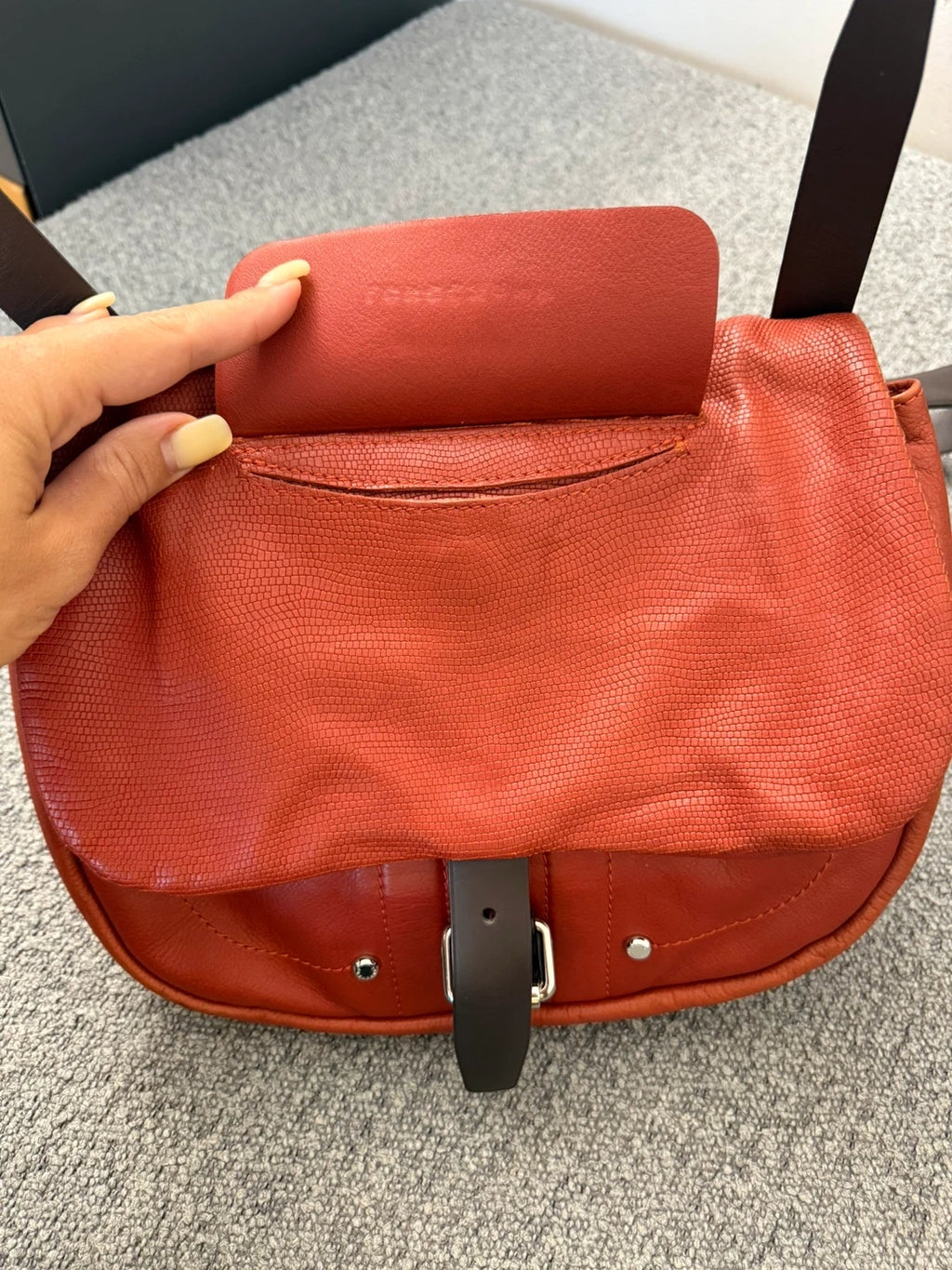 Longchamp balzane terracotta leather crossbody bag - view 5