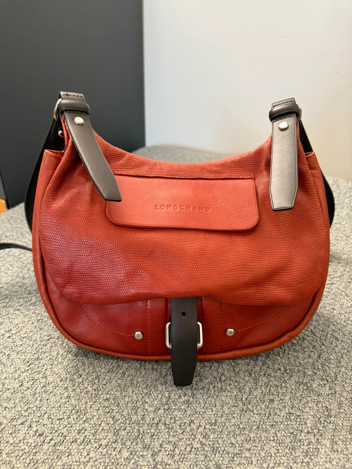 Longchamp balzane terracotta leather crossbody bag - view 3