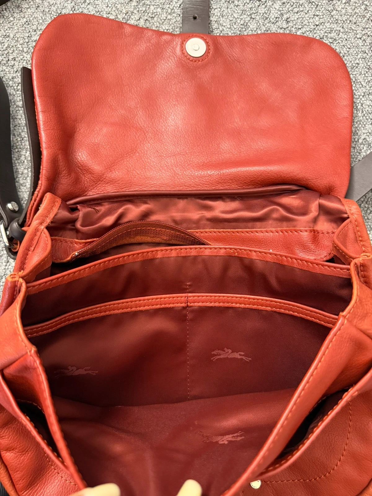 Longchamp balzane terracotta leather crossbody bag - view 12