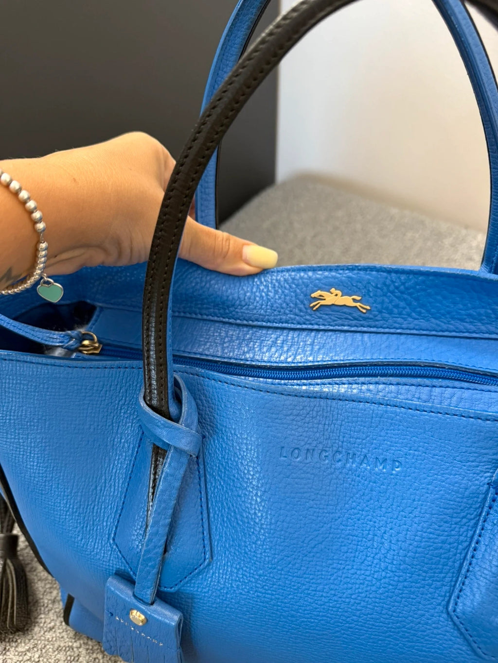 Longchamp Penelope blue leather big bag - view 5