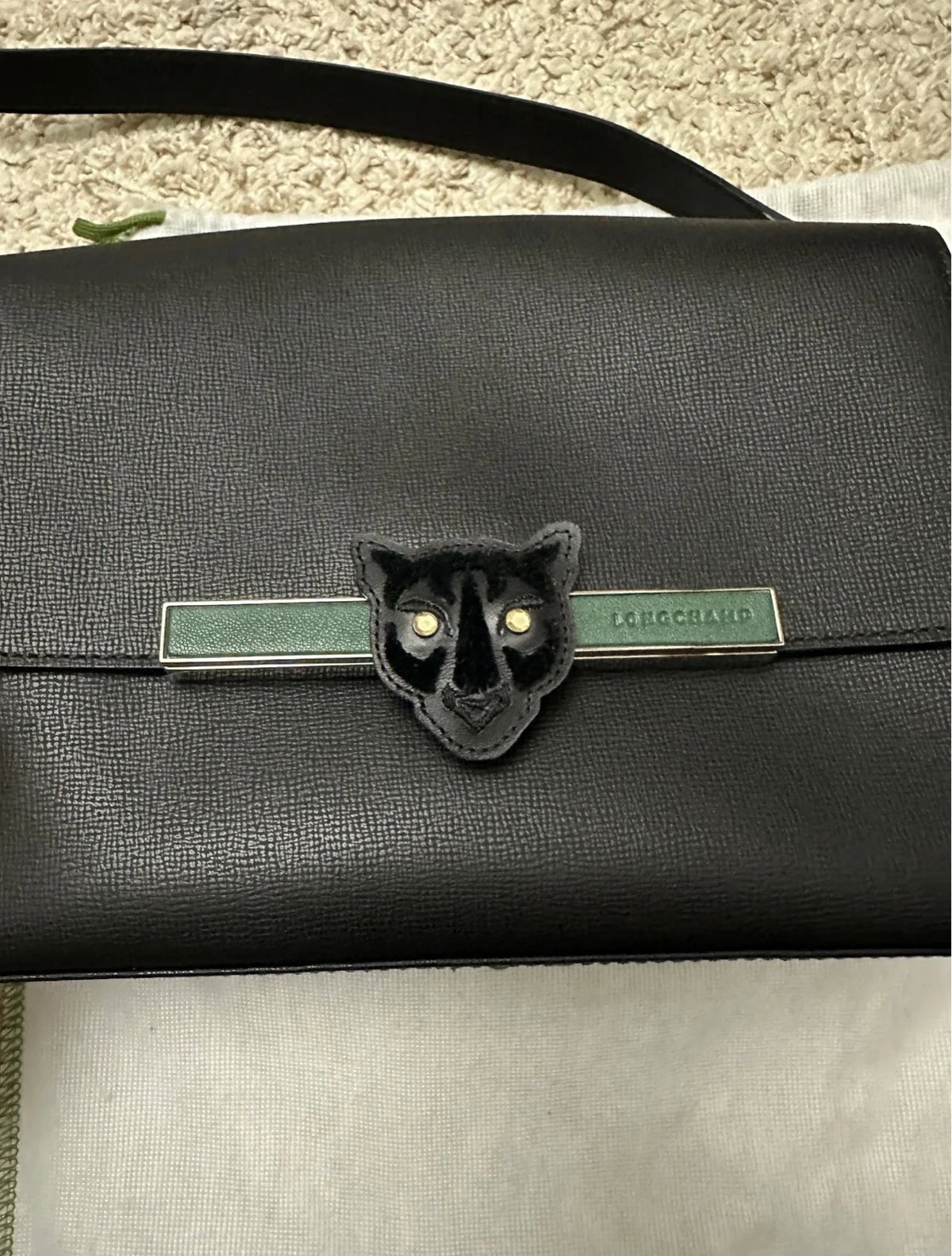 Longchamp black panther leather crossbody bag limited edition - view 2