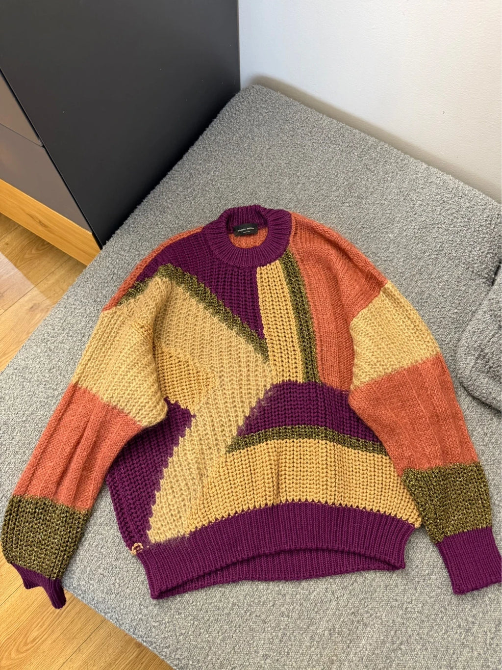 Roberto Collina wool mohair colour block oversize sweater - view 2