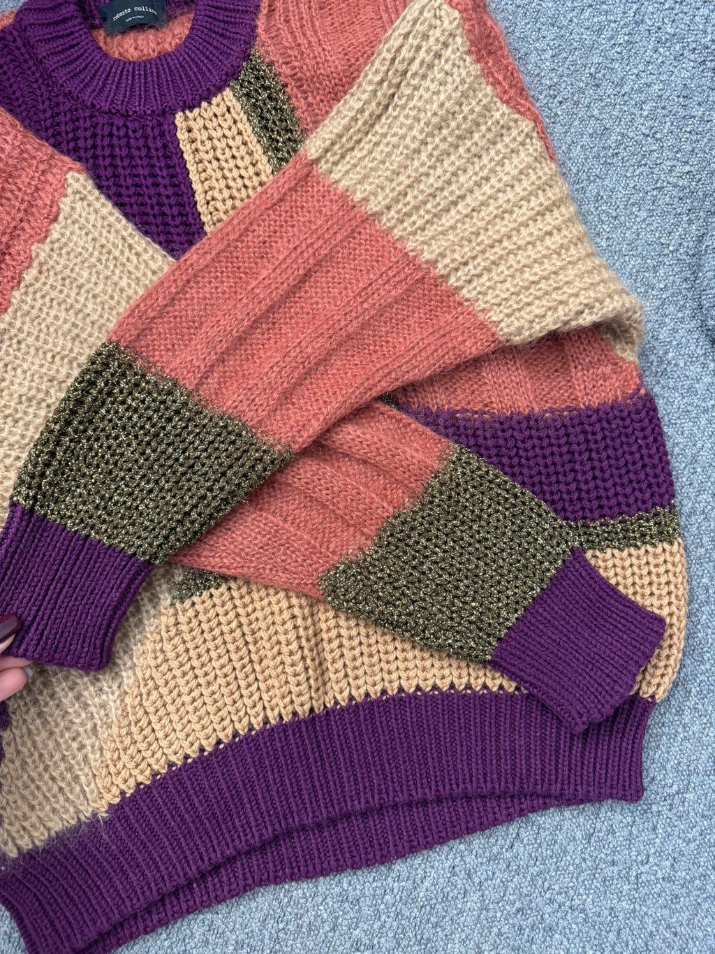 Roberto Collina wool mohair colour block oversize sweater - view 8