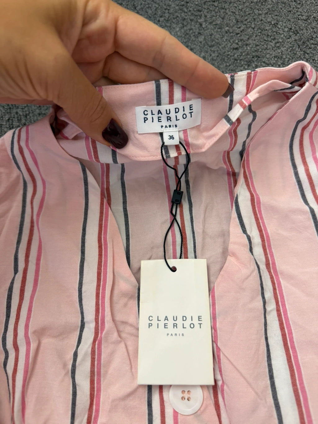 Claudie Pierlot new long pink striped viscose dress - view 3