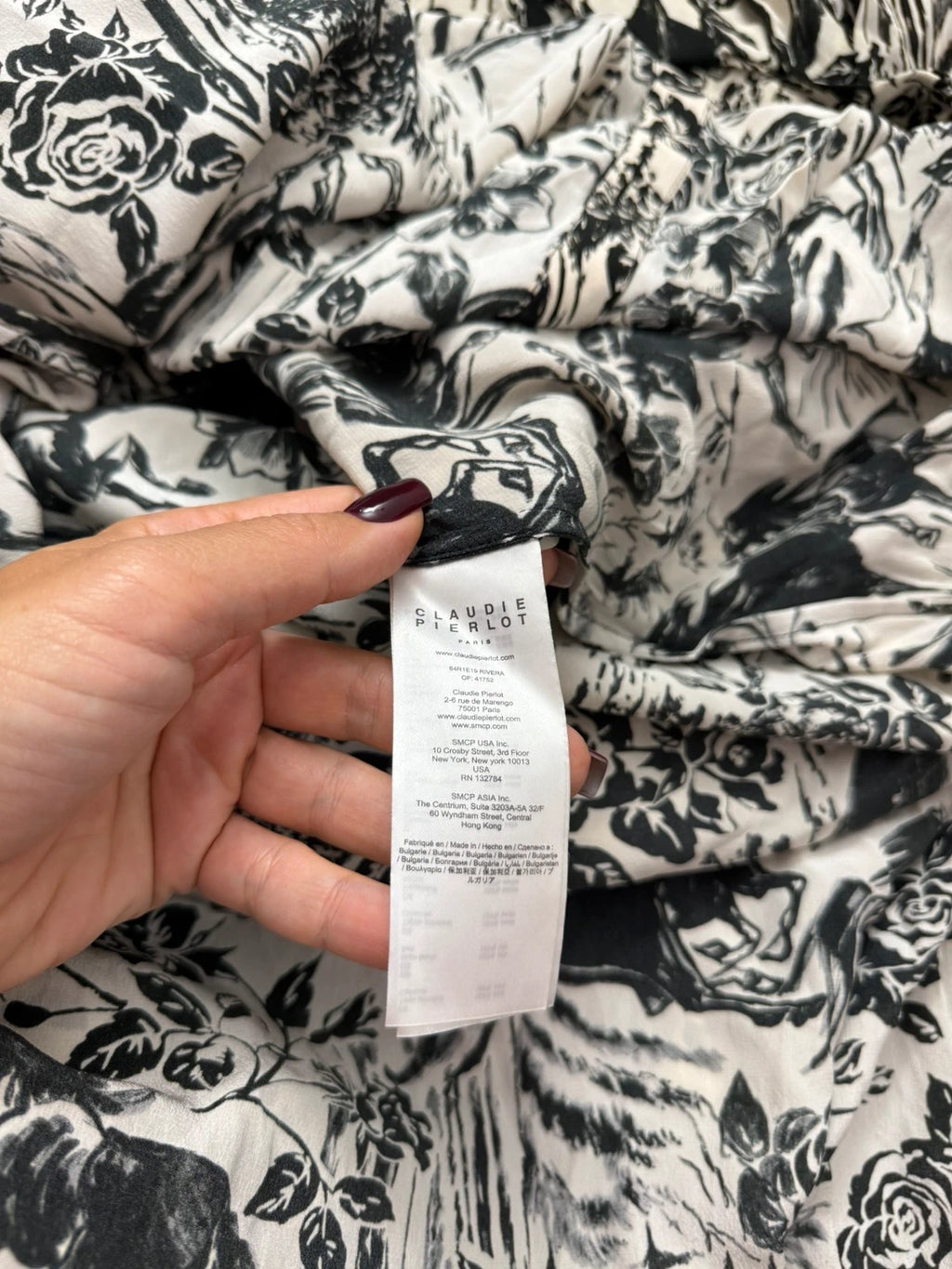Claudie Pierlot silk long black and white dress - view 8