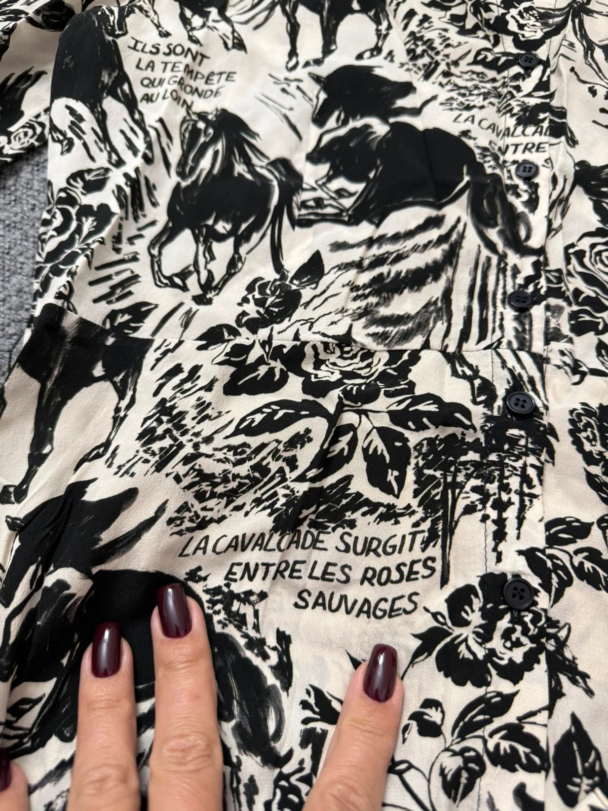Claudie Pierlot silk long black and white dress - view 5