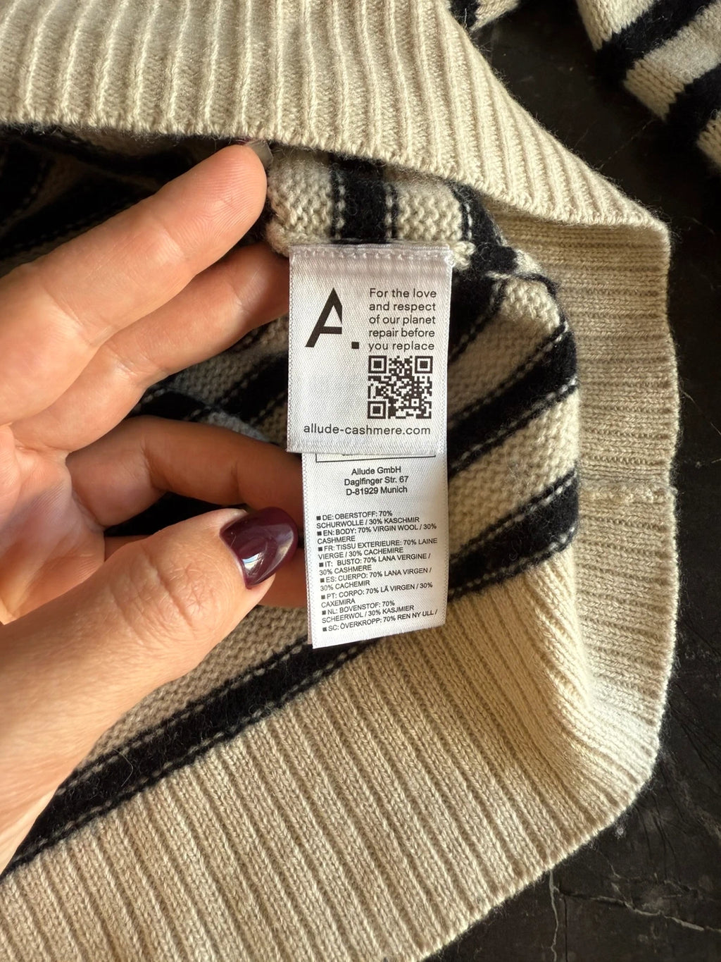 Allude jardin des oranges striped oversize wool cashmere sweater jumper - view 8