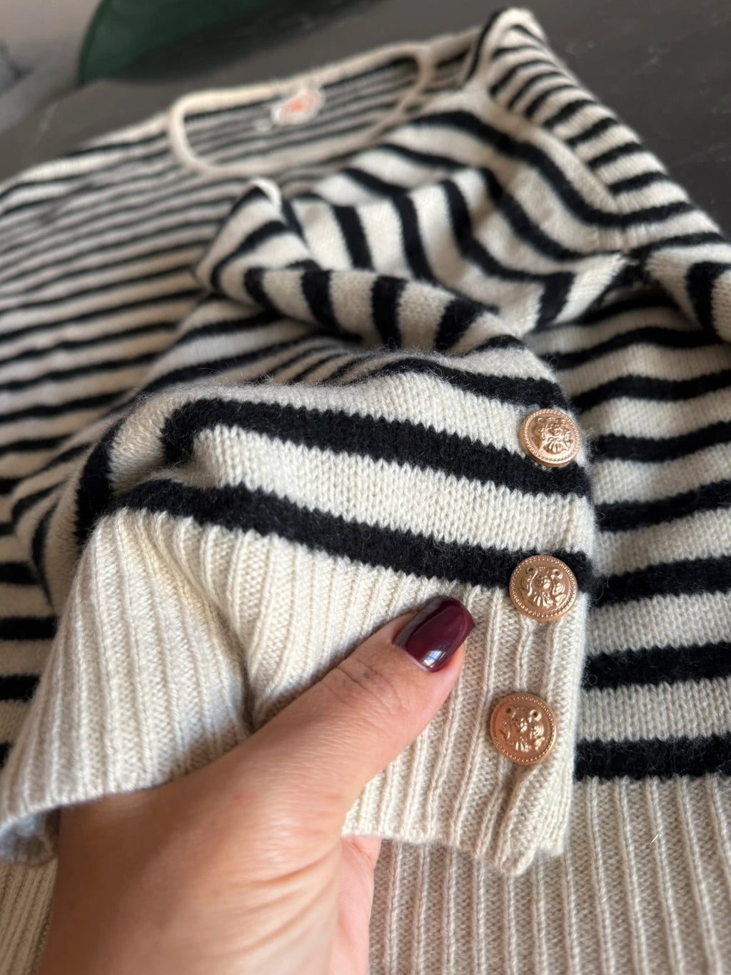Allude jardin des oranges striped oversize wool cashmere sweater jumper - view 3
