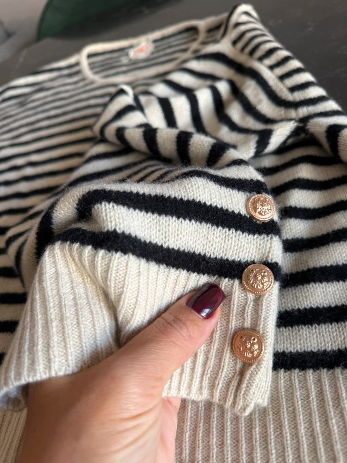 Allude jardin des oranges striped oversize wool cashmere sweater jumper - view 3