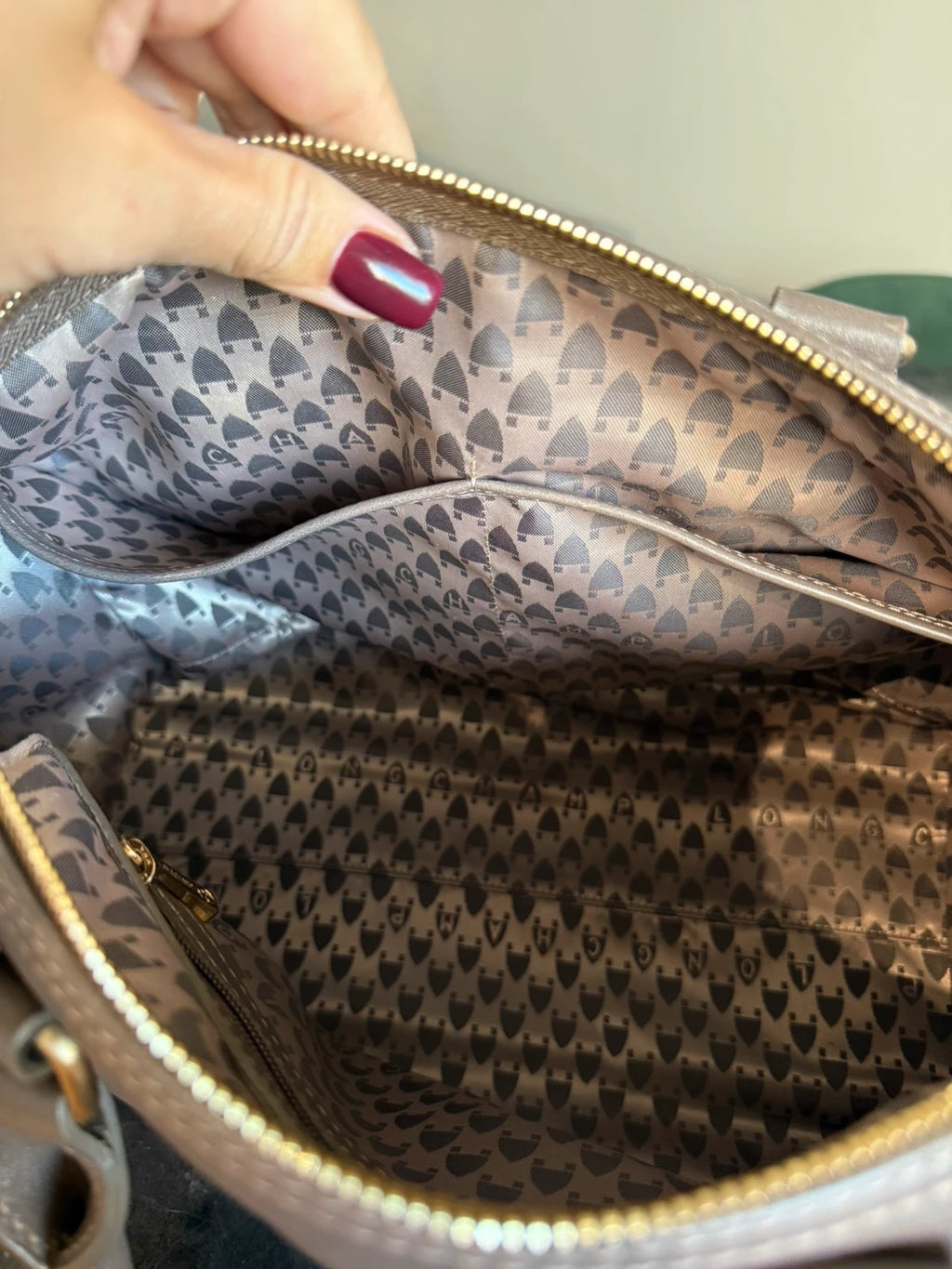 Longchamp balzane taupe leather handbag - view 12