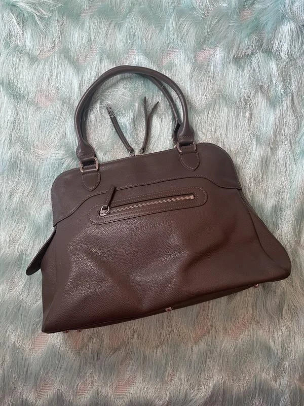 Longchamp taupe grey leather bag