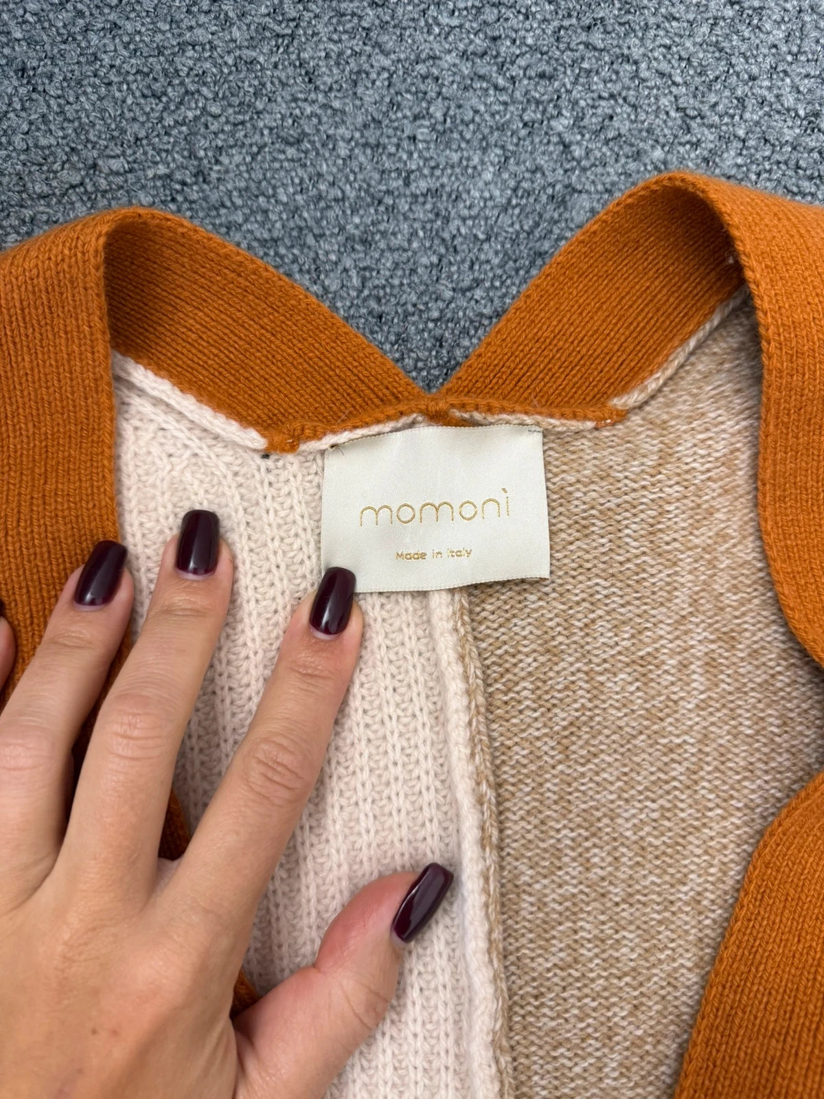 Momoni new cream beige wool knitted cardigan - view 2