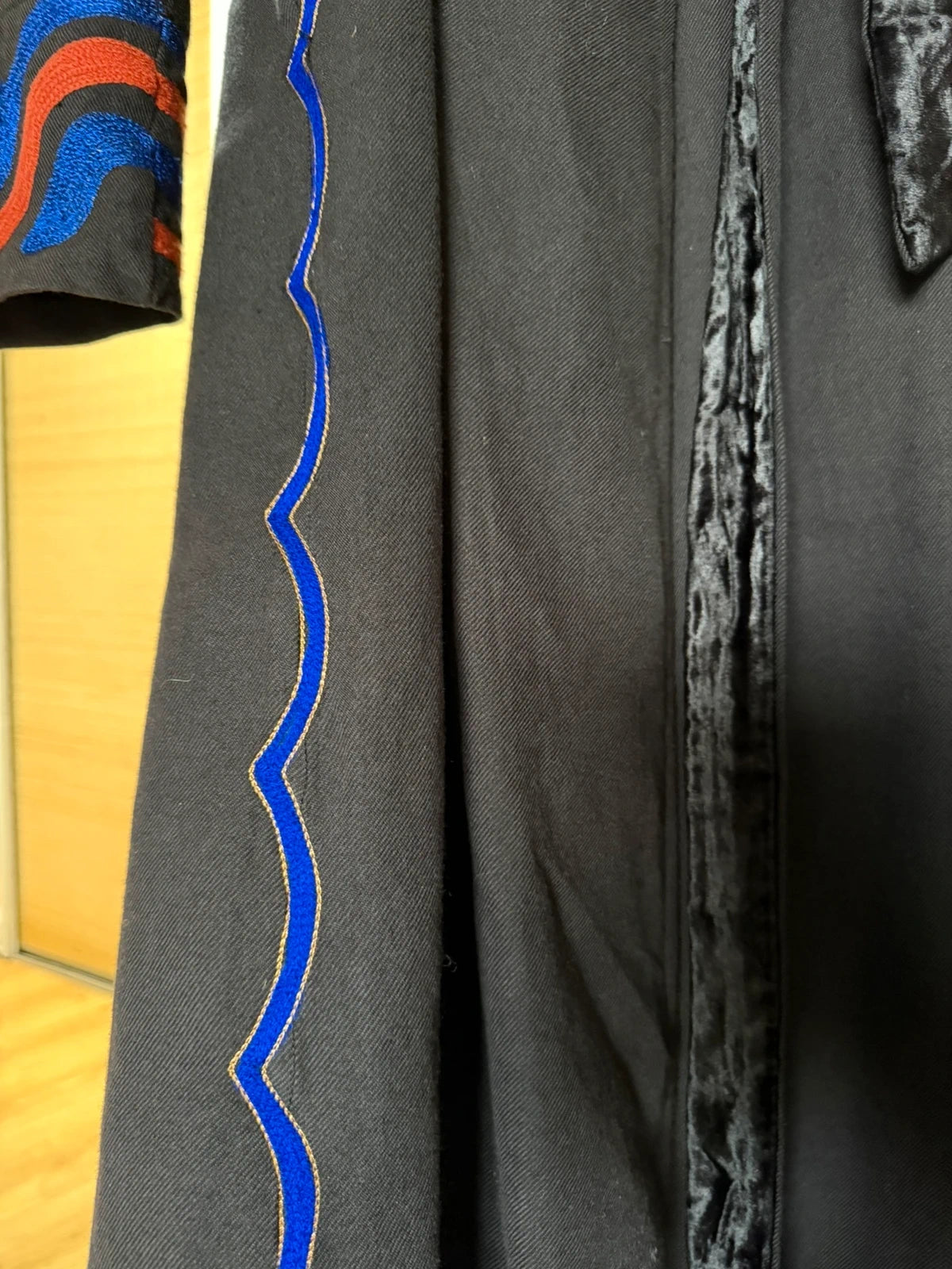 Forte Forte black embroidered cotton wool belted coat - view 11