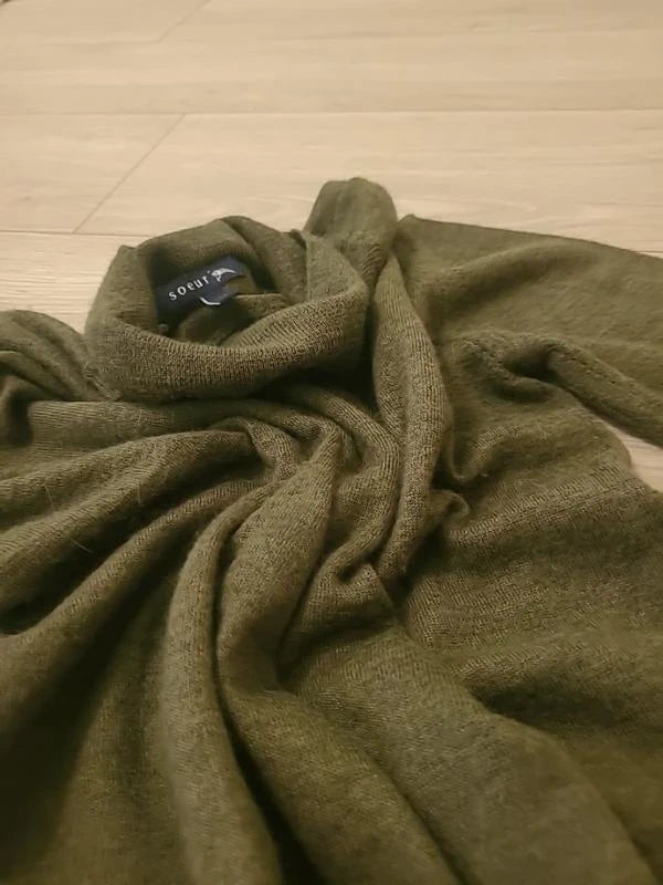 Soeur green khaki wool viscose turtleneck sweater - view 3