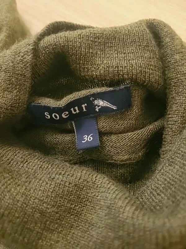 Soeur green khaki wool viscose turtleneck sweater - view 2