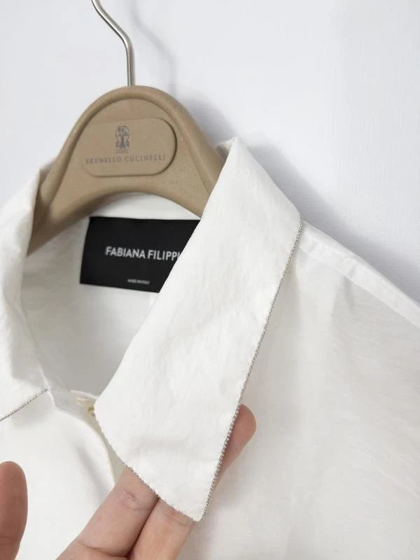 Fabiana Filippi white taffeta cotton blend shirt jacket - view 6