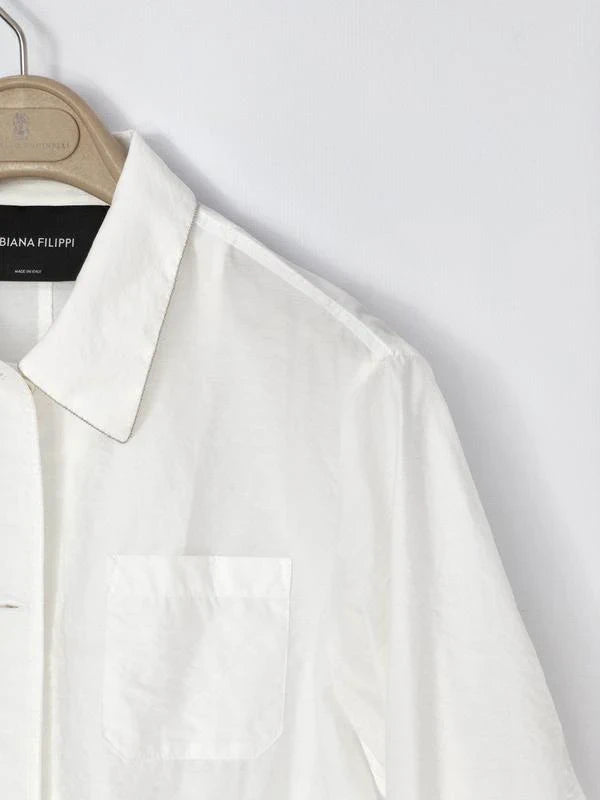 Fabiana Filippi white taffeta cotton blend shirt jacket - view 2