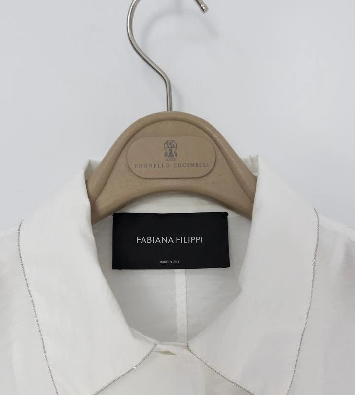 Fabiana Filippi white taffeta cotton blend shirt jacket - view 9