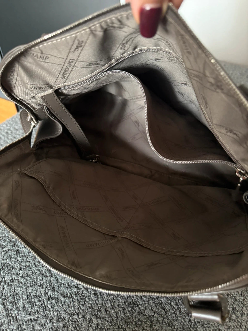 Longchamp taupe brown leather bag - view 11