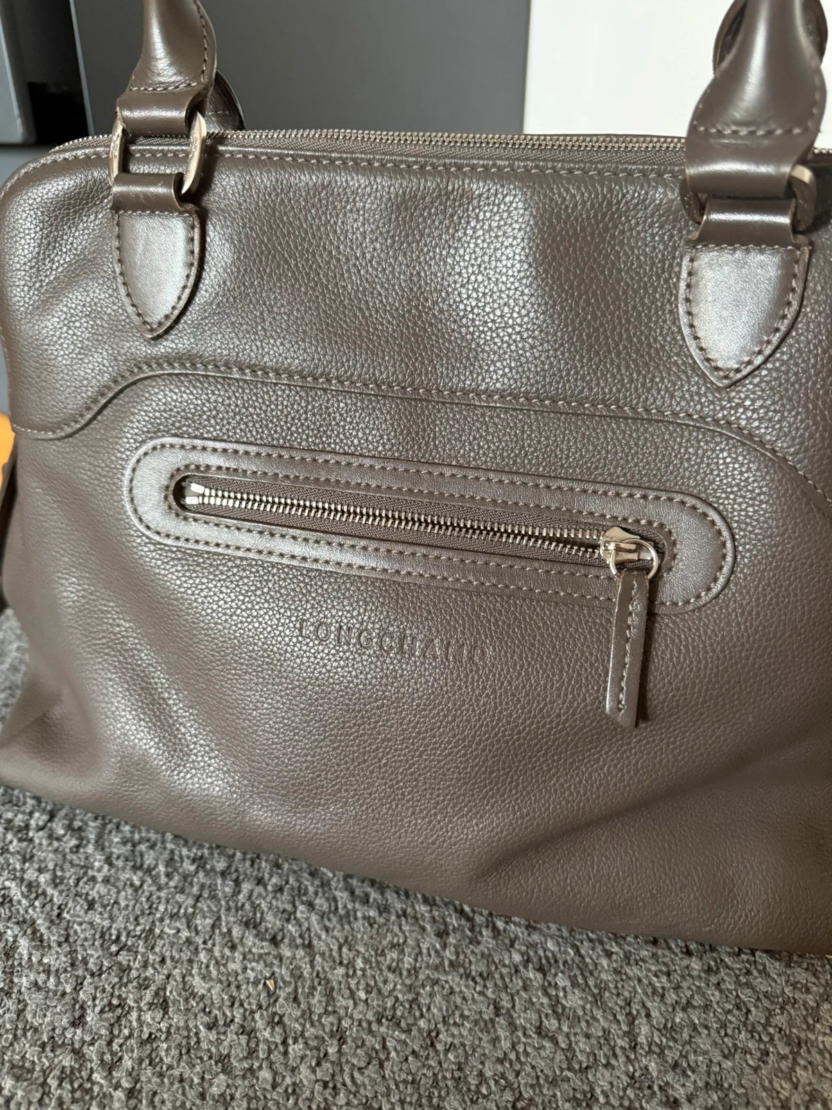 Longchamp taupe brown leather bag - view 2