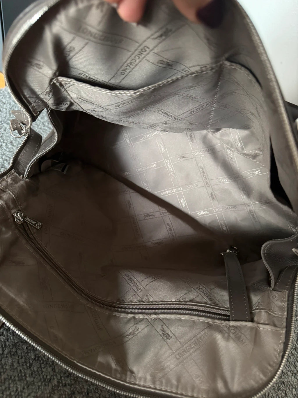 Longchamp taupe brown leather bag - view 13