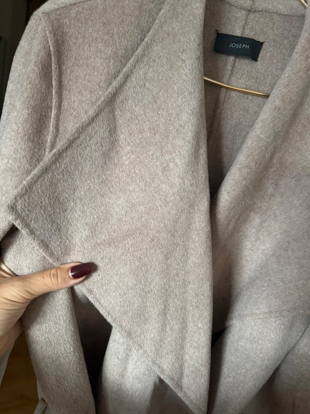 Joseph Lisa long dbl cashmere beige wrap belted coat - view 3