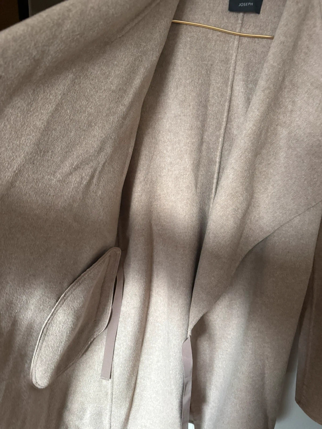 Joseph Lisa long dbl cashmere beige wrap belted coat - view 4