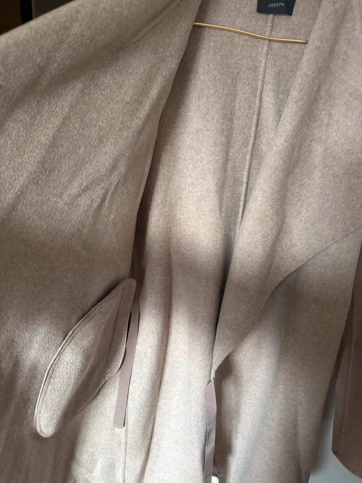 Joseph Lisa long dbl cashmere beige wrap belted coat - view 4