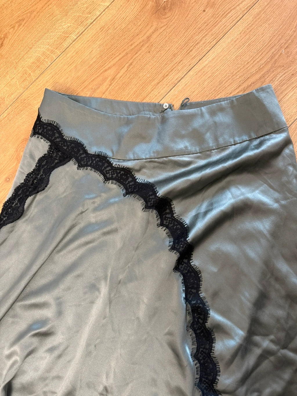 Dorothee Schumacher khaki silk long skirt with lace - view 4