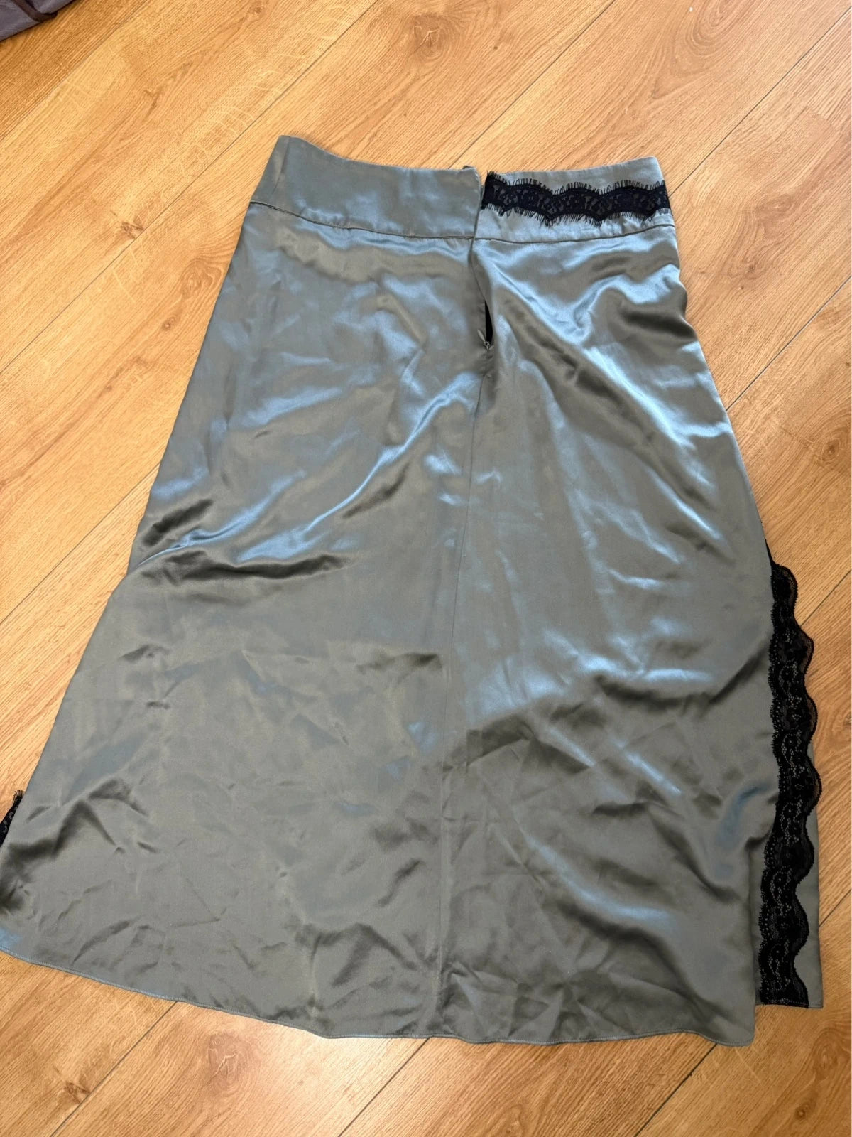 Dorothee Schumacher khaki silk long skirt with lace - view 7