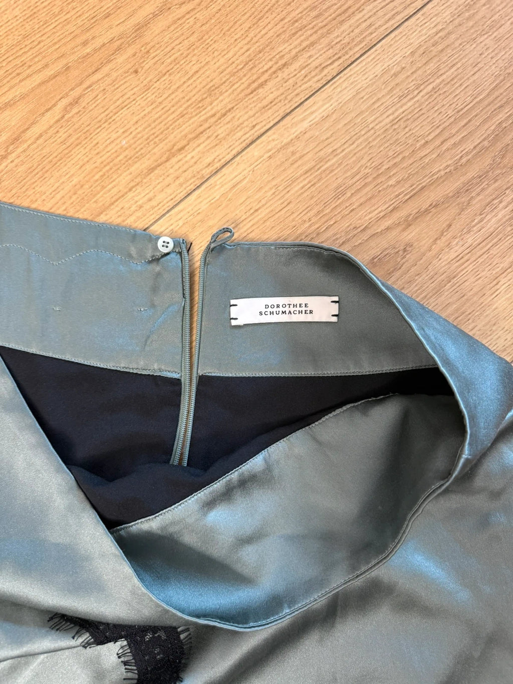 Dorothee Schumacher khaki silk long skirt with lace - view 5
