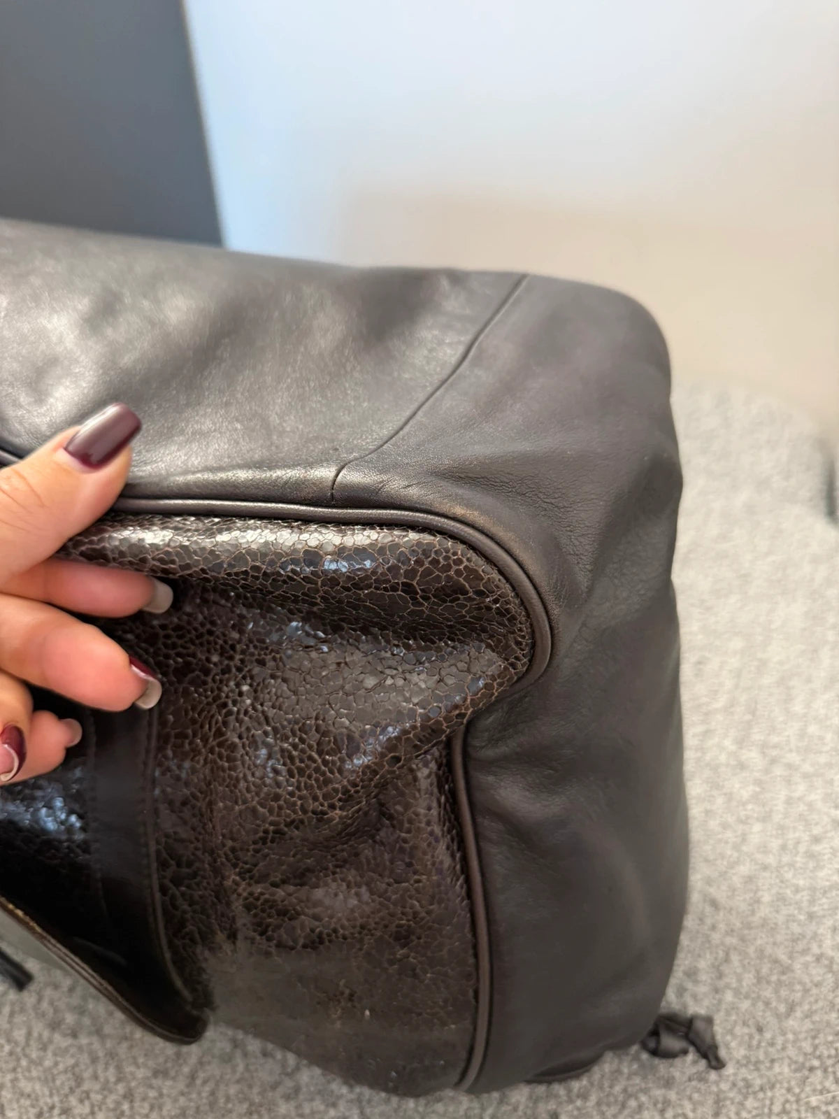 Longchamp roseau big chocolate brown leather bag - view 13