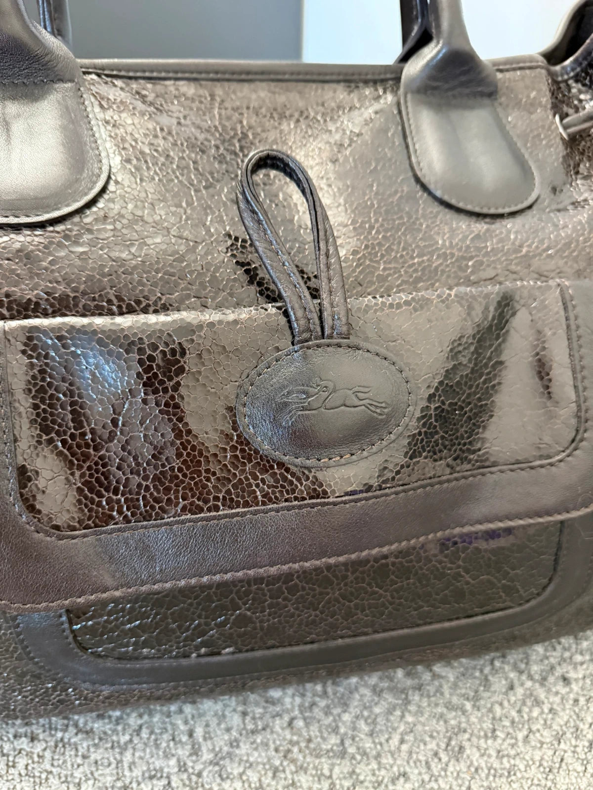 Longchamp roseau big chocolate brown leather bag - view 3