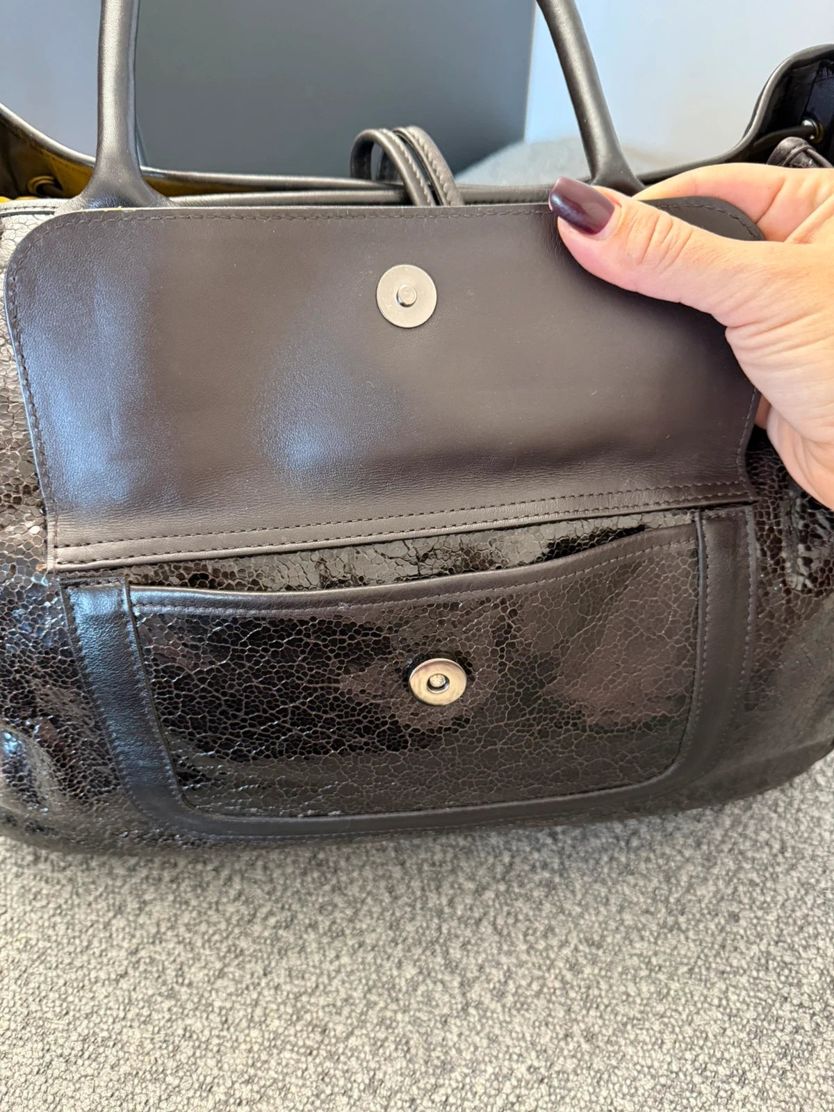 Longchamp roseau big chocolate brown leather bag - view 7