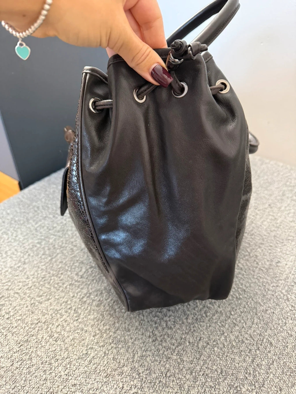 Longchamp roseau big chocolate brown leather bag - view 10