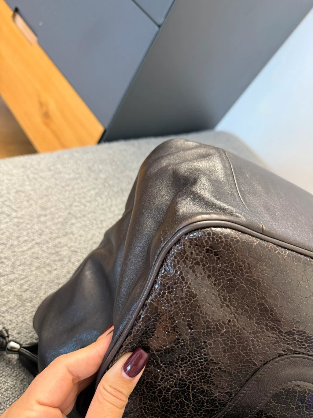 Longchamp roseau big chocolate brown leather bag - view 14