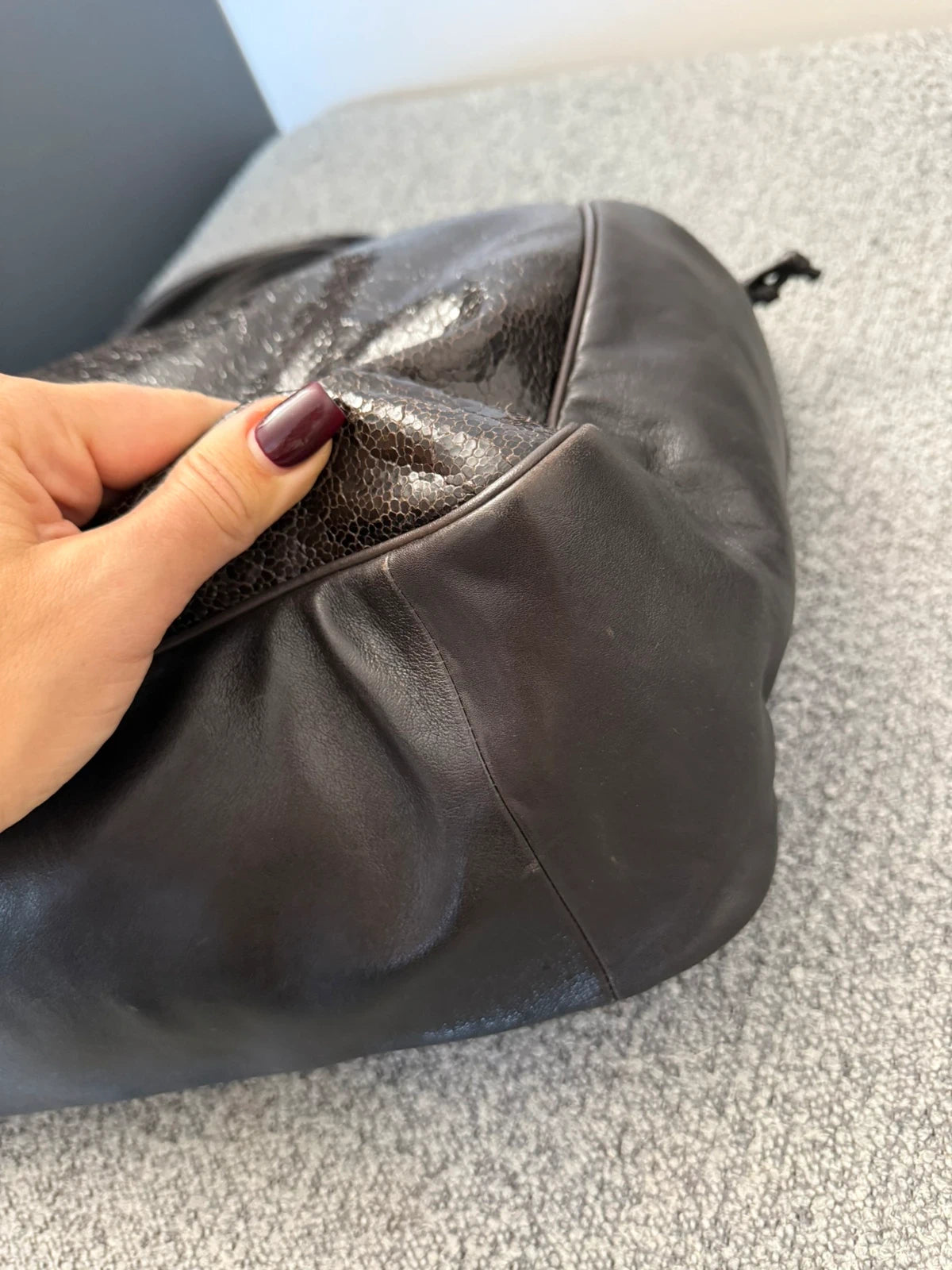 Longchamp roseau big chocolate brown leather bag - view 12