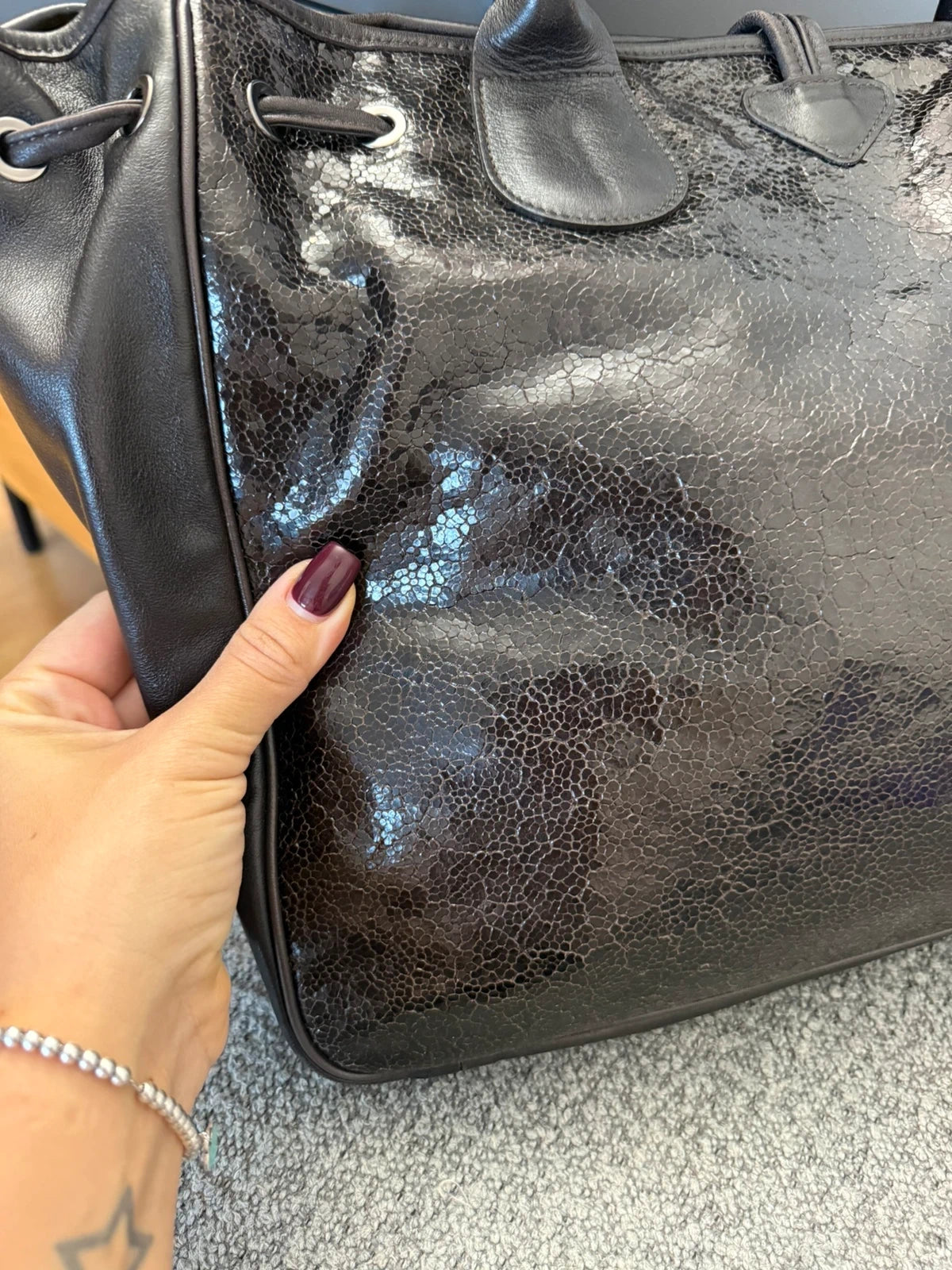 Longchamp roseau big chocolate brown leather bag - view 9