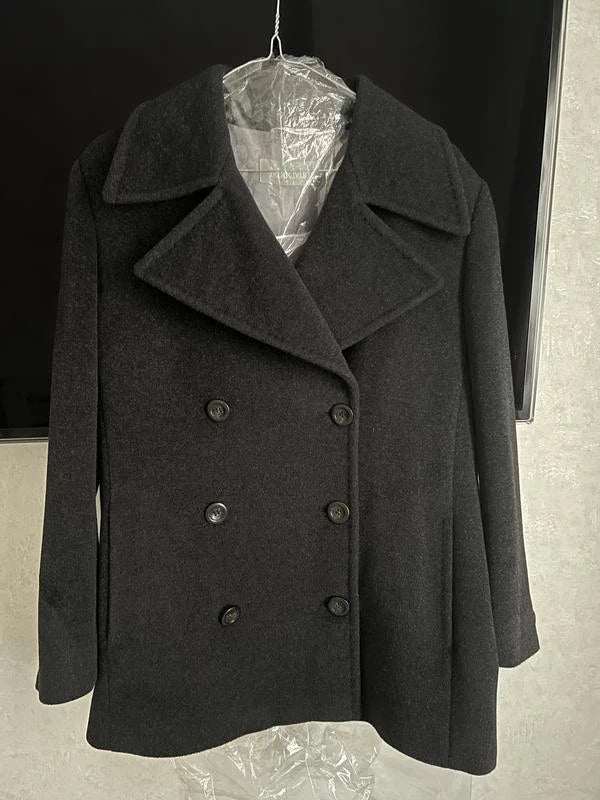 Max Mara anthracite black wool angora short coat jacket