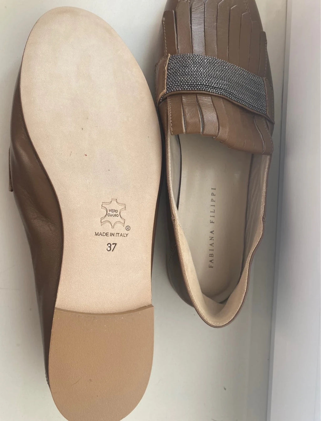 Fabiana Filippi new beige leather loafers - view 4