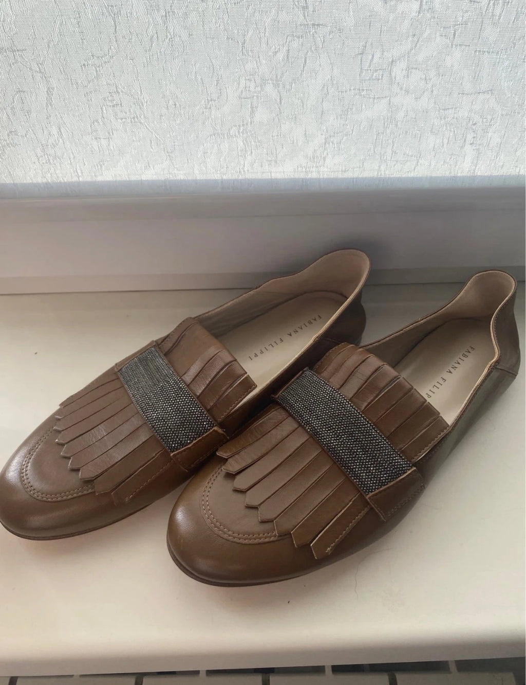 Fabiana Filippi new beige leather loafers