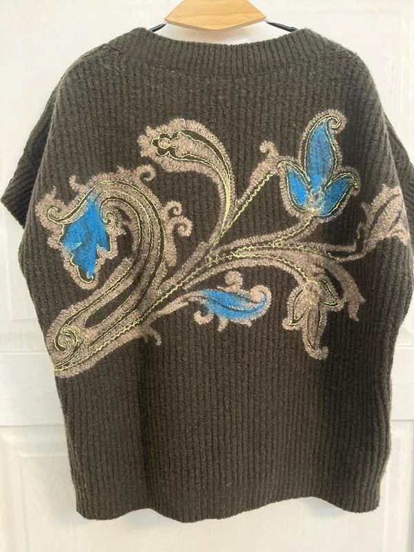 Etro khaki wool cashmere sleeveless vest - view 3