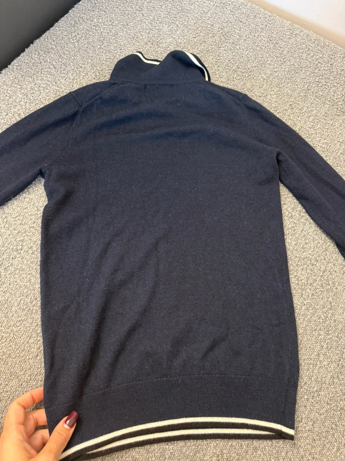 Markus Lupfer navy wool jumper with pearl embroidery - view 7