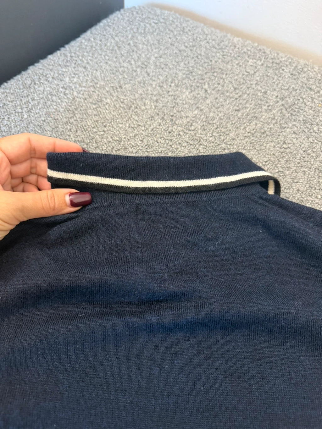 Markus Lupfer navy wool jumper with pearl embroidery - view 8