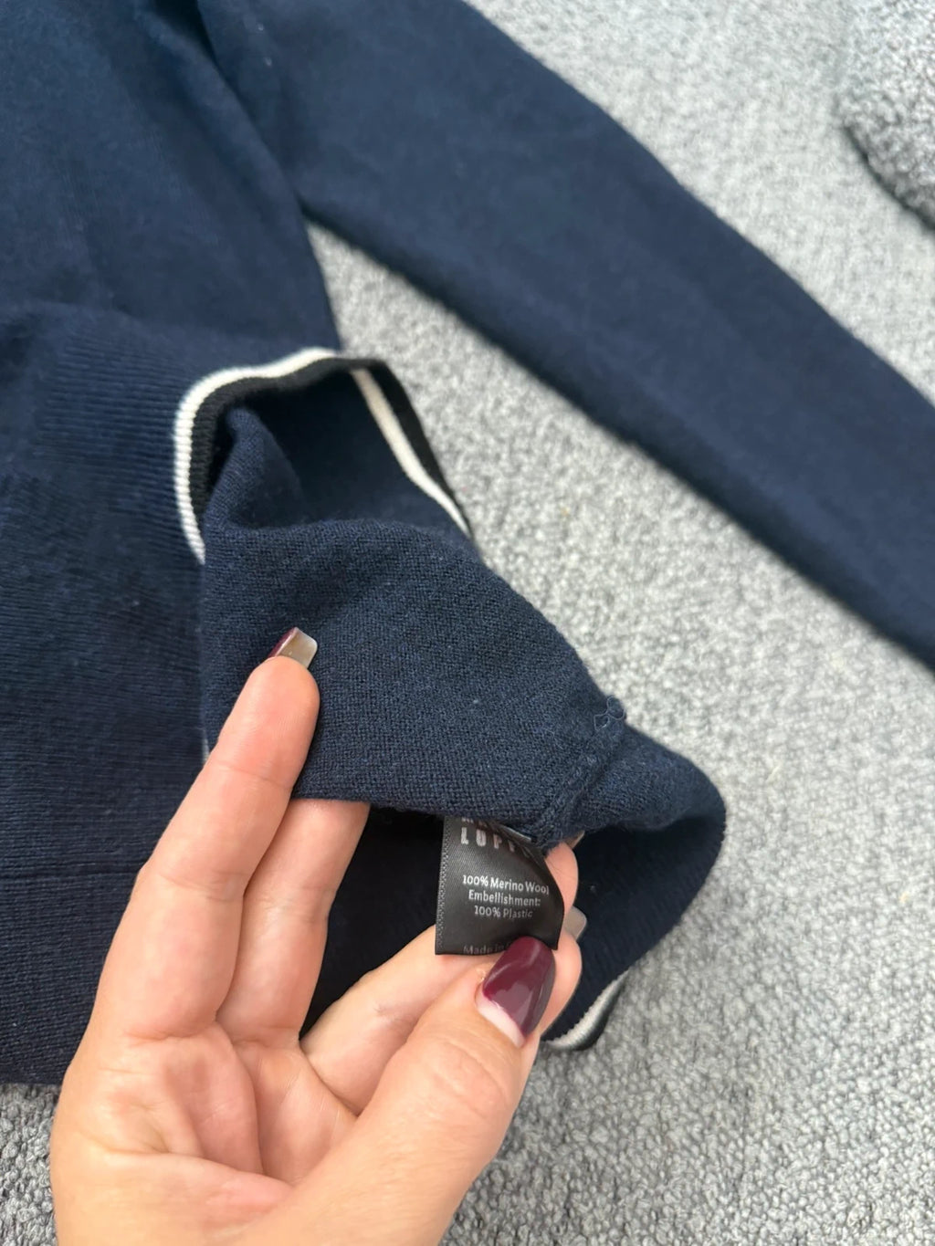 Markus Lupfer navy wool jumper with pearl embroidery - view 6